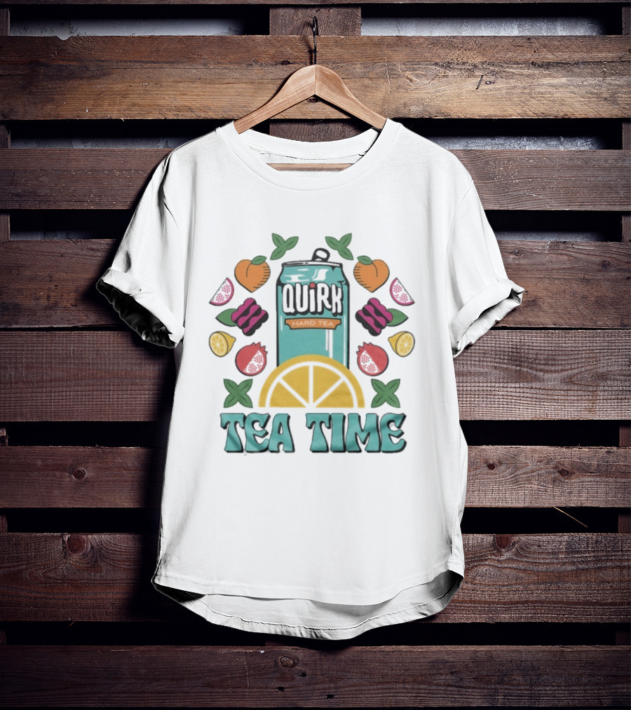 Quirk Tea Time White Teal Ringer Citrus Fruits Can T-Shirt