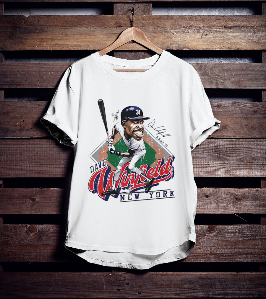Dave Winfield New York Yankees Bruce Stark Collection Caricature MLB H.O.F. 2001 T-Shirt