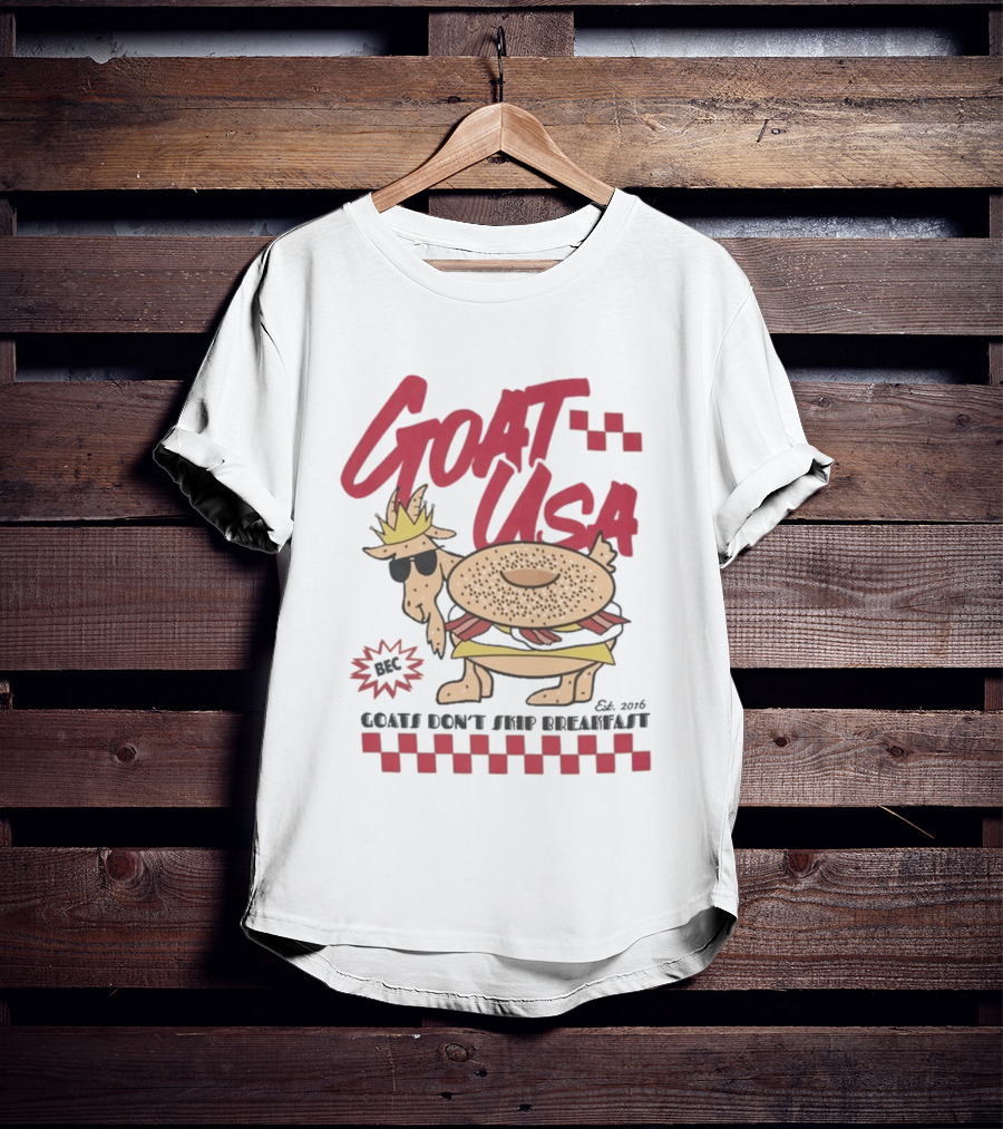 GOAT USA Bagel Goat Goats Don't Skip Breakfast T-Shirt