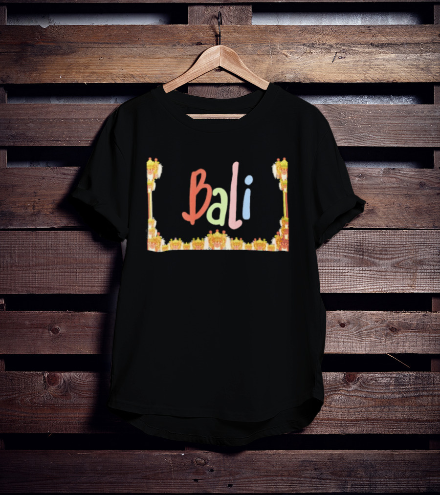 Bali Cultural Nomad Travel With Colorful Tropical Mask Border T-Shirt