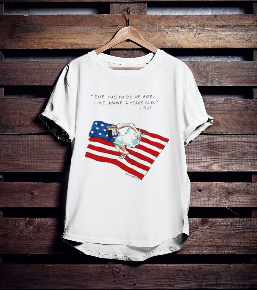 She Has To Be Of Age Like Above 6 Years Old DJT USA Flag T-Shirt