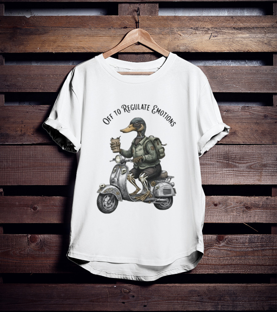 Zombie Duck Riding Scooter Off To Regulate Emotions T-Shirt