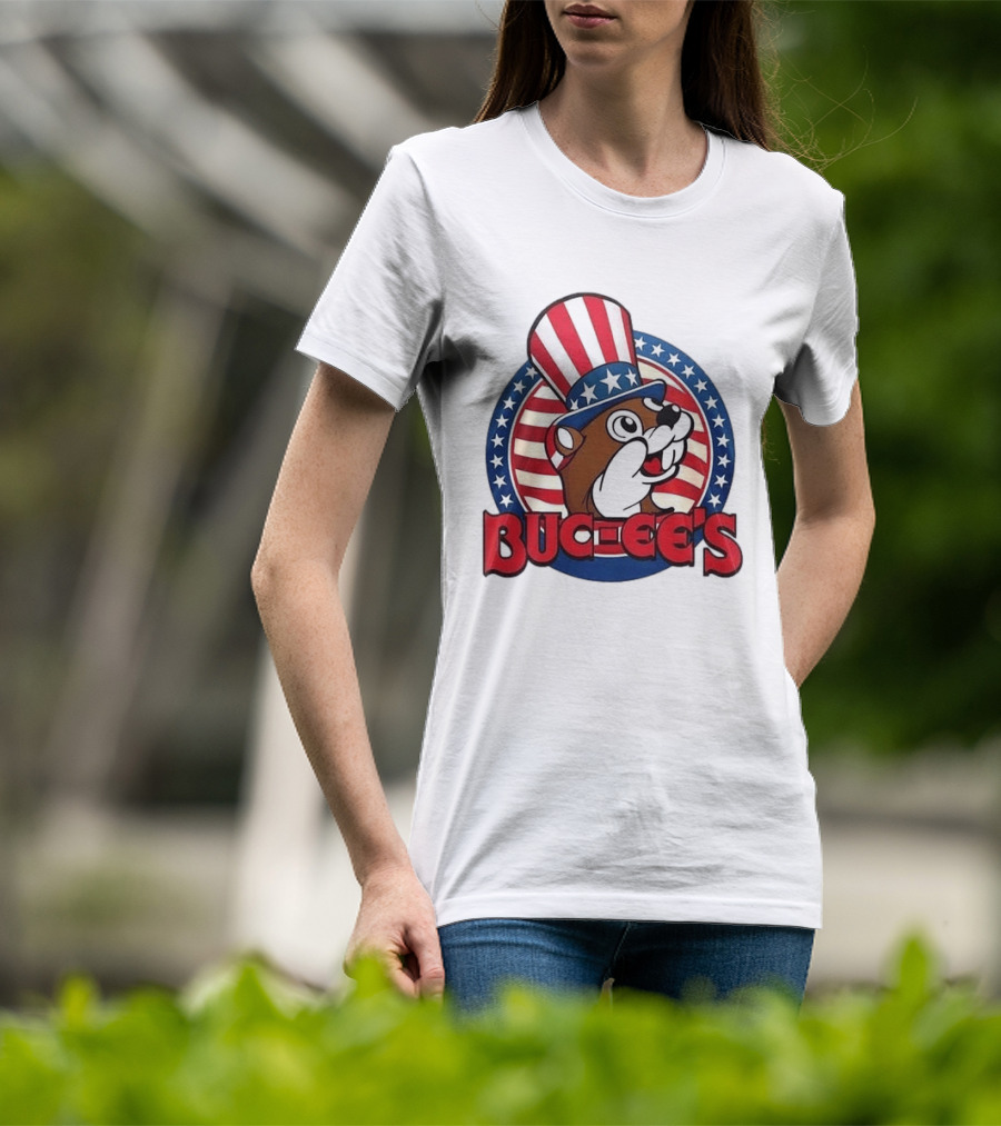 Buc Ee's Patriotic Uncle Sam Beaver USA Stars And Stripes 250th Anniversary T-Shirt