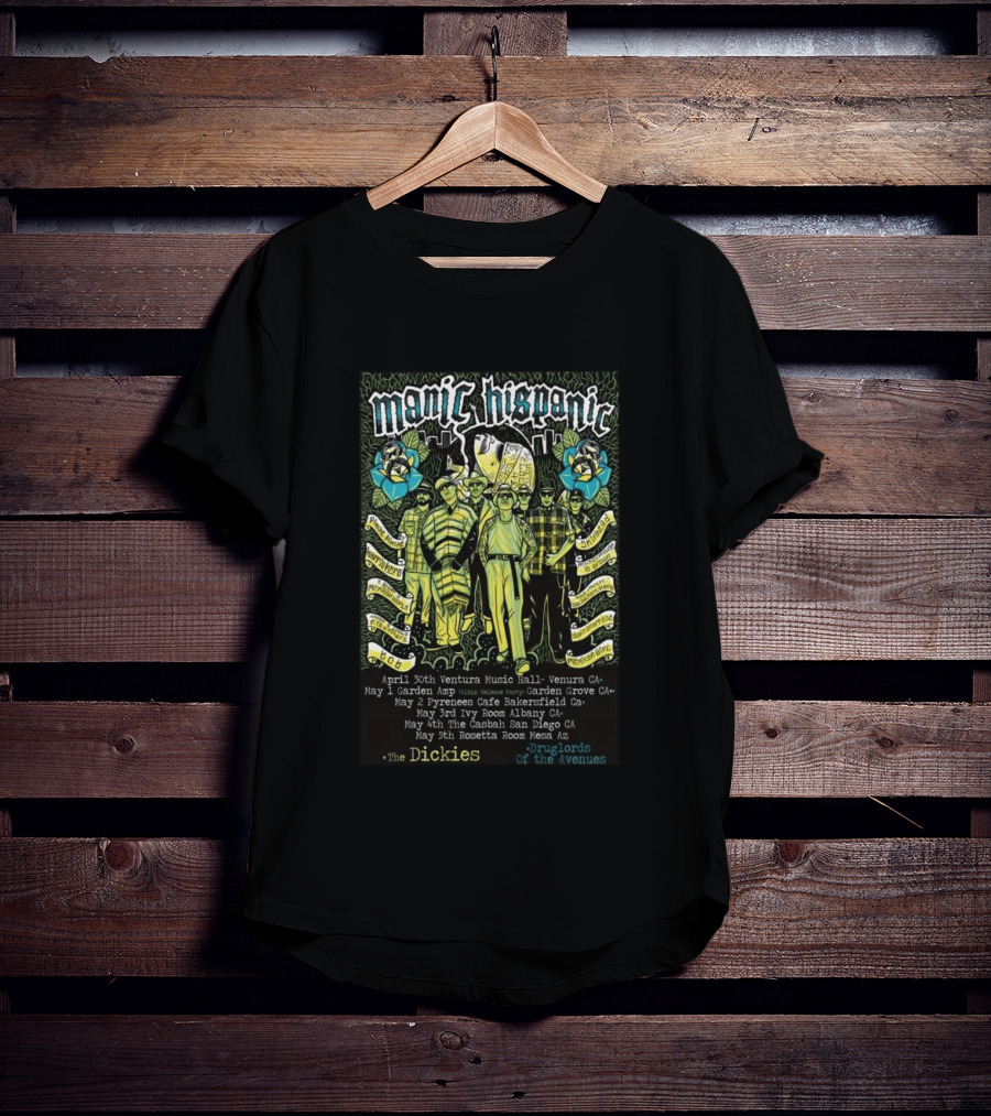 Manic Hispanic 2026 Tour With Concert Dates And Locations T-Shirt