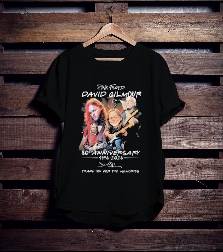 Pink Floyd David Gilmour 80th Anniversary 1946 2026 Thank You For The Memories T-Shirt