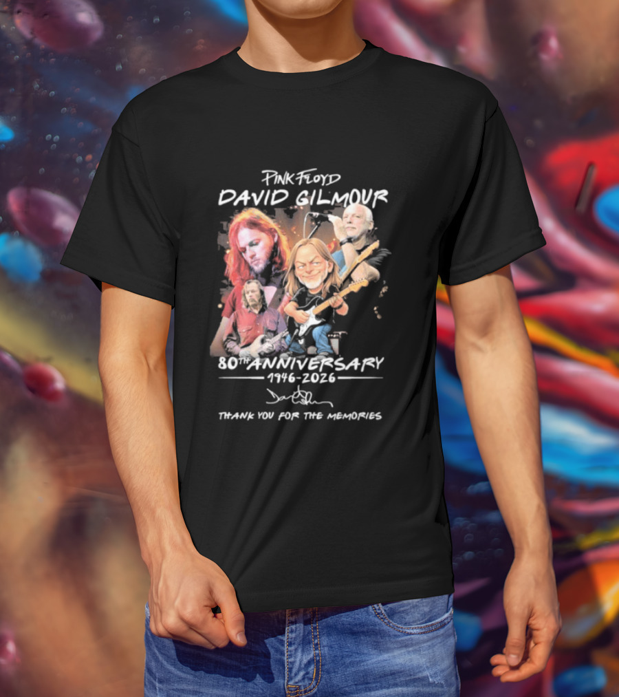 Pink Floyd David Gilmour 80th Anniversary 1946 2026 Thank You For The Memories T-Shirt
