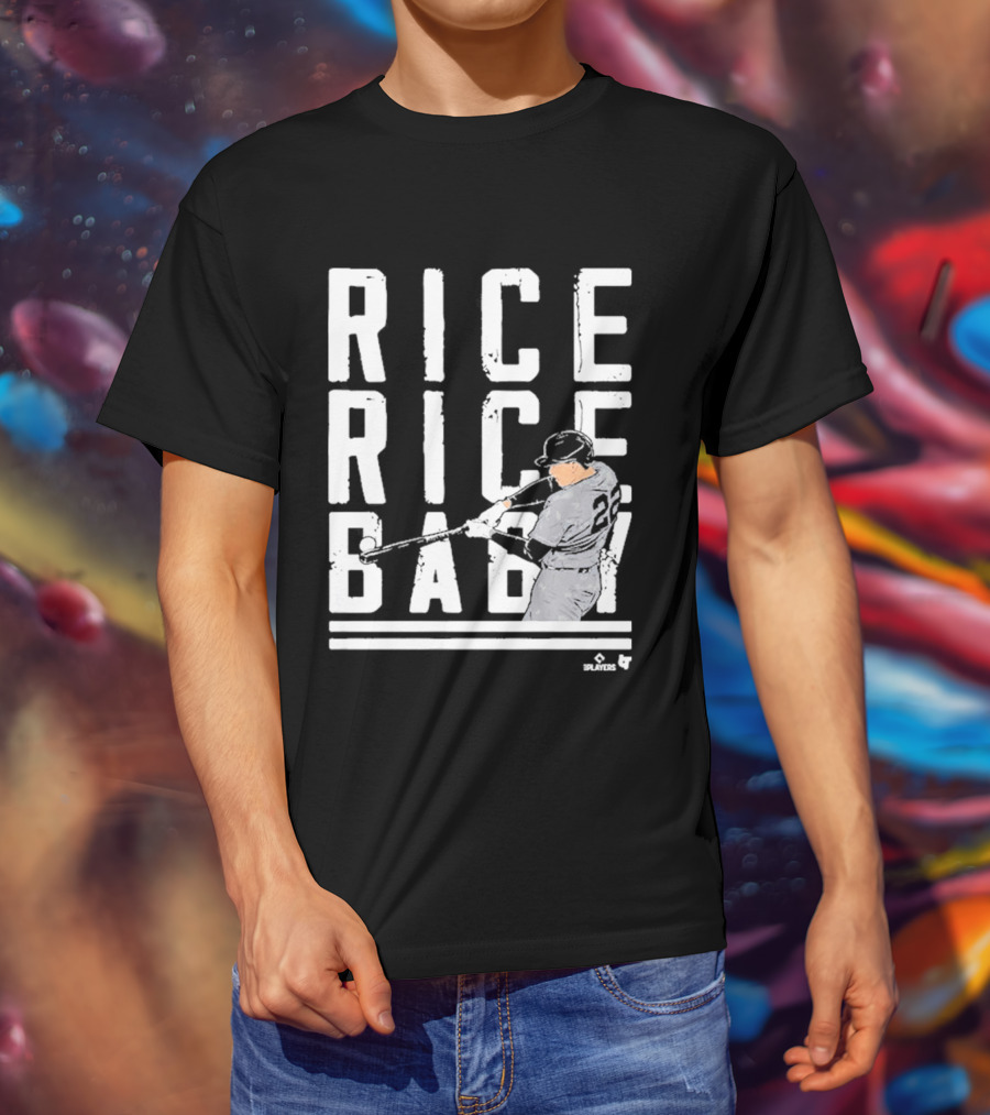 Rice Rice Baby Baseball Player Number 2 Batting Action T-Shirt