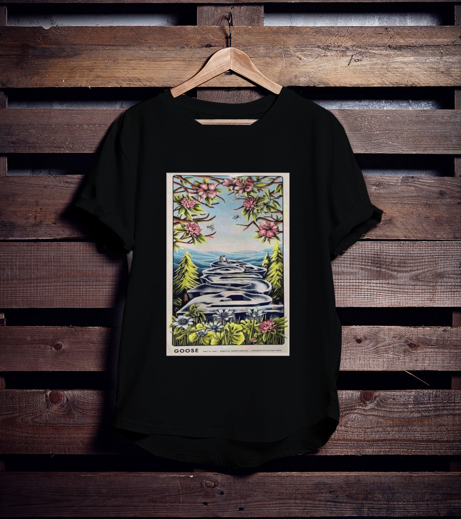 Goose April 10 2026 Asheville North Carolina Concert Florals And Pathway T-Shirt