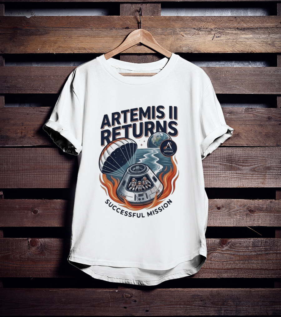 Artemis II Returns Successful Mission Capsule Parachute Earth T-Shirt