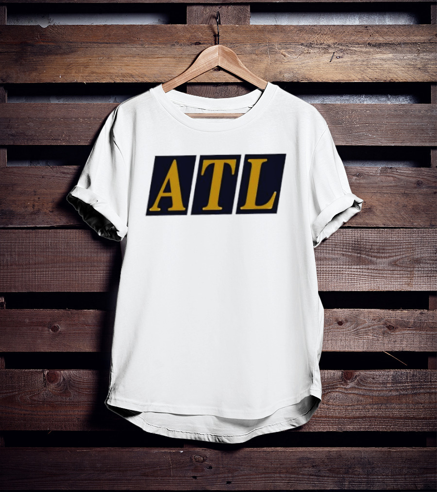 ATL Bold Minimalist Style Gold Text On Black T-Shirt