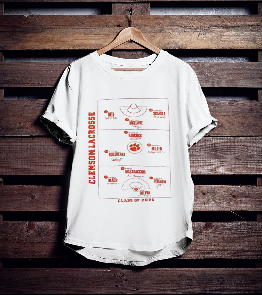 Clemson Lacrosse Field Diagram Class Of 2026 T-Shirt