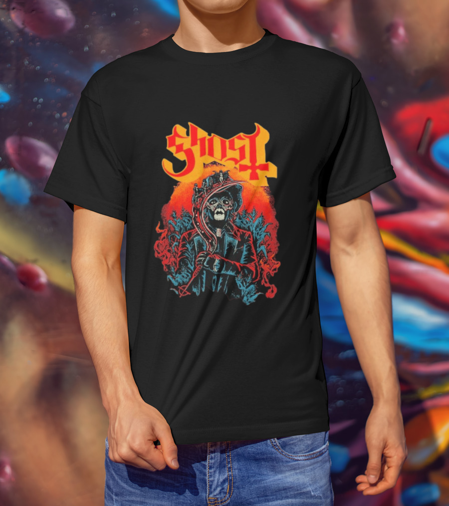 Ghost Black Harvest Grim Reaper Scythe T-Shirt