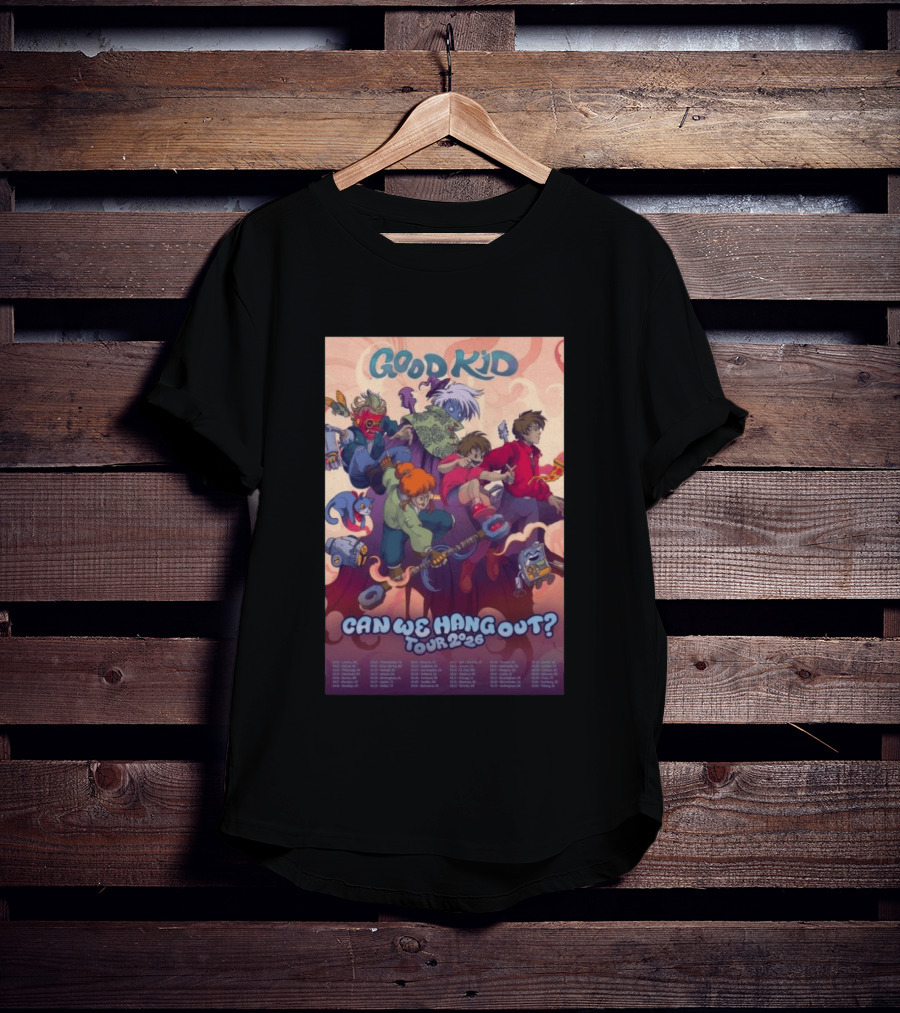 Good Kid Can We Hang Out 2026 Tour Colorful Cartoon Characters T-Shirt