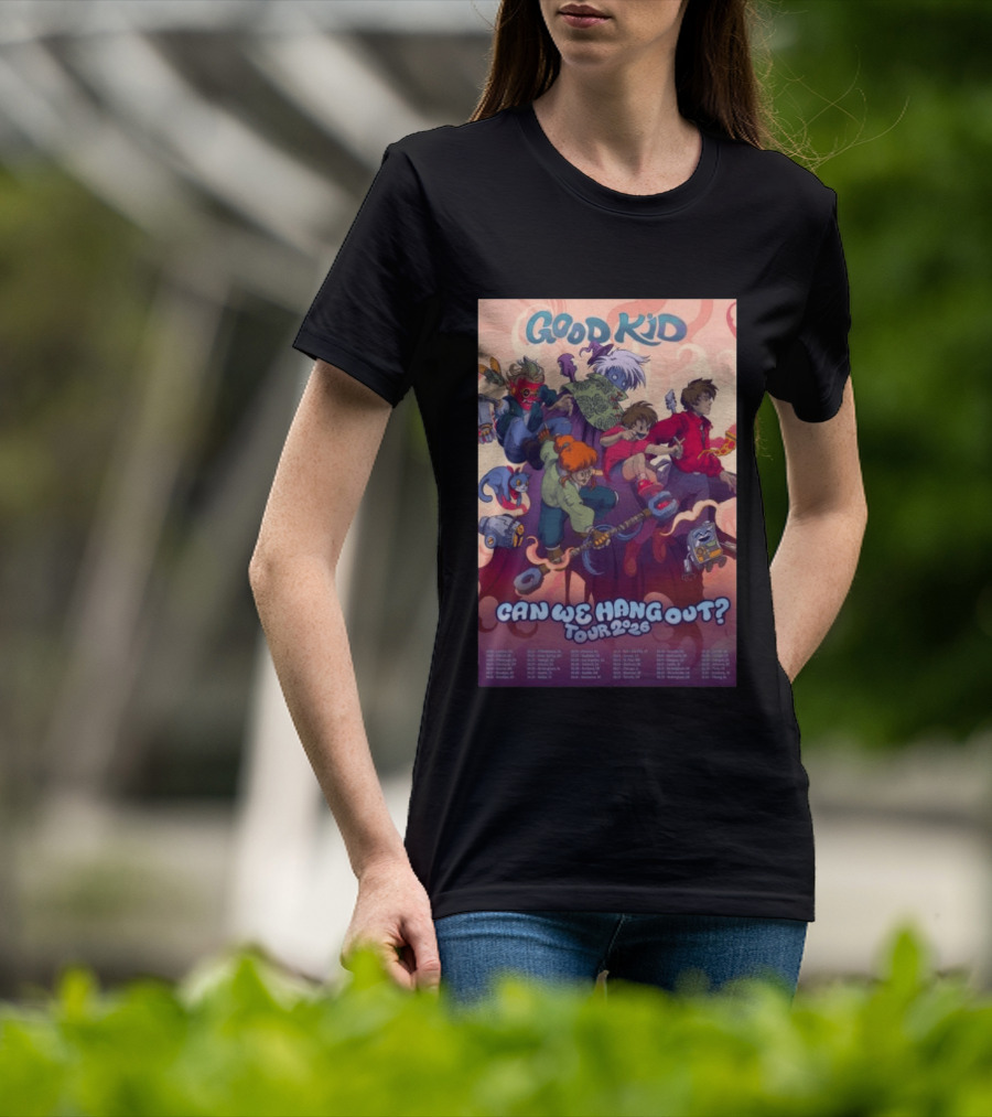 Good Kid Can We Hang Out 2026 Tour Colorful Cartoon Characters T-Shirt