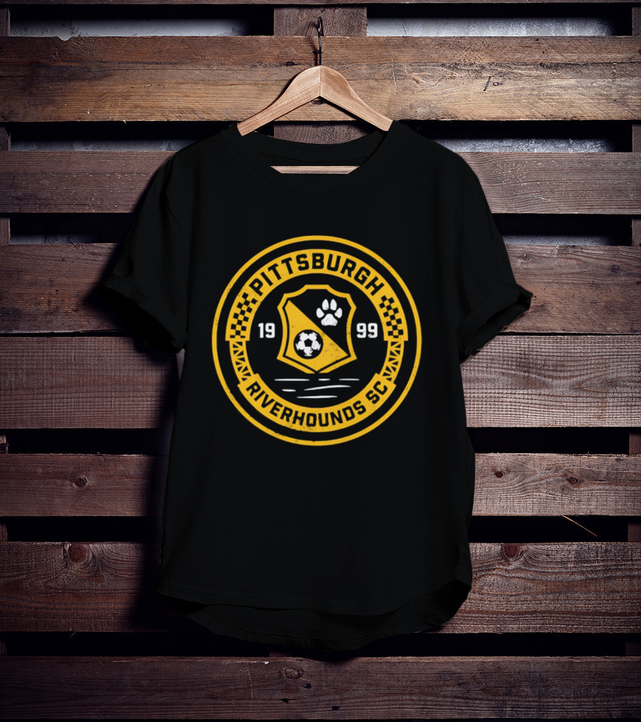 Pittsburgh Riverhounds SC Badge 1999 Soccer Paw Print T-Shirt