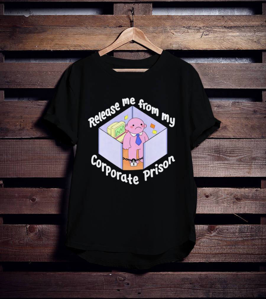 Release Me From My Corporate Prison Cubicle Cartoon T-Shirt