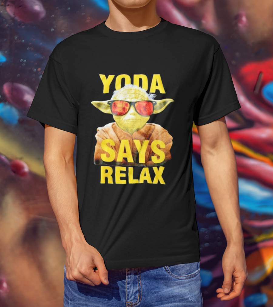 Yoda Says Relax Sunglasses Funny Jedi Master T-Shirt