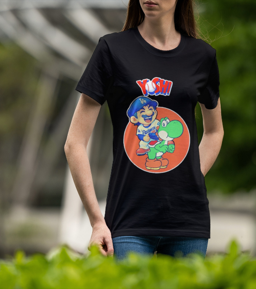 Yoshinobu Yamamoto Los Angeles Dodgers MLB Yoshi Cartoon Dodger Gear T-Shirt