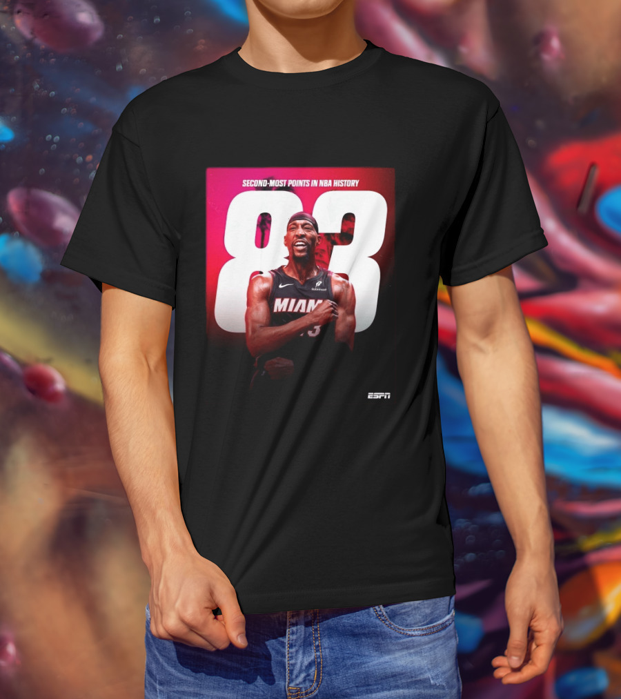 Bam Adebayo 83 Second Most Points NBA History Miami ESPN T-Shirt