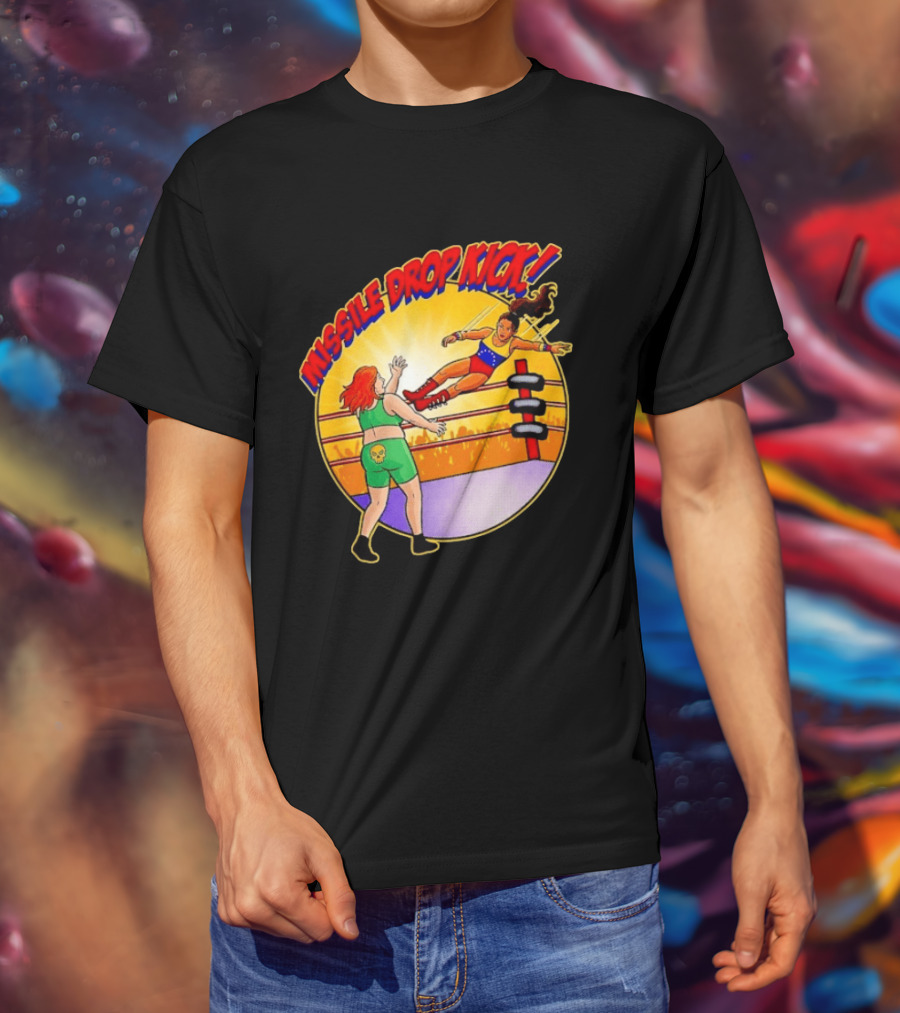 Missile Drop Kick Wrestling Move In Classic Ring Showdown T-Shirt
