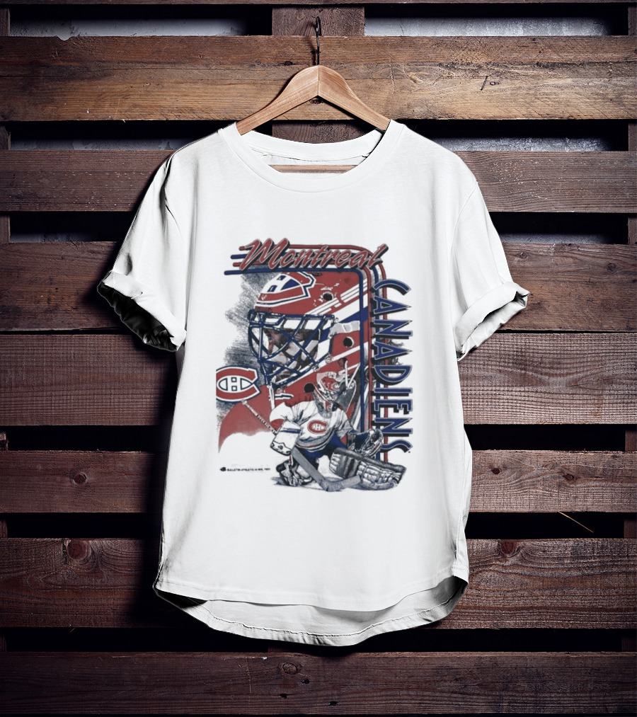 Montreal Canadiens 1992 NHL Vintage Hockey Goalie Mask T-Shirt
