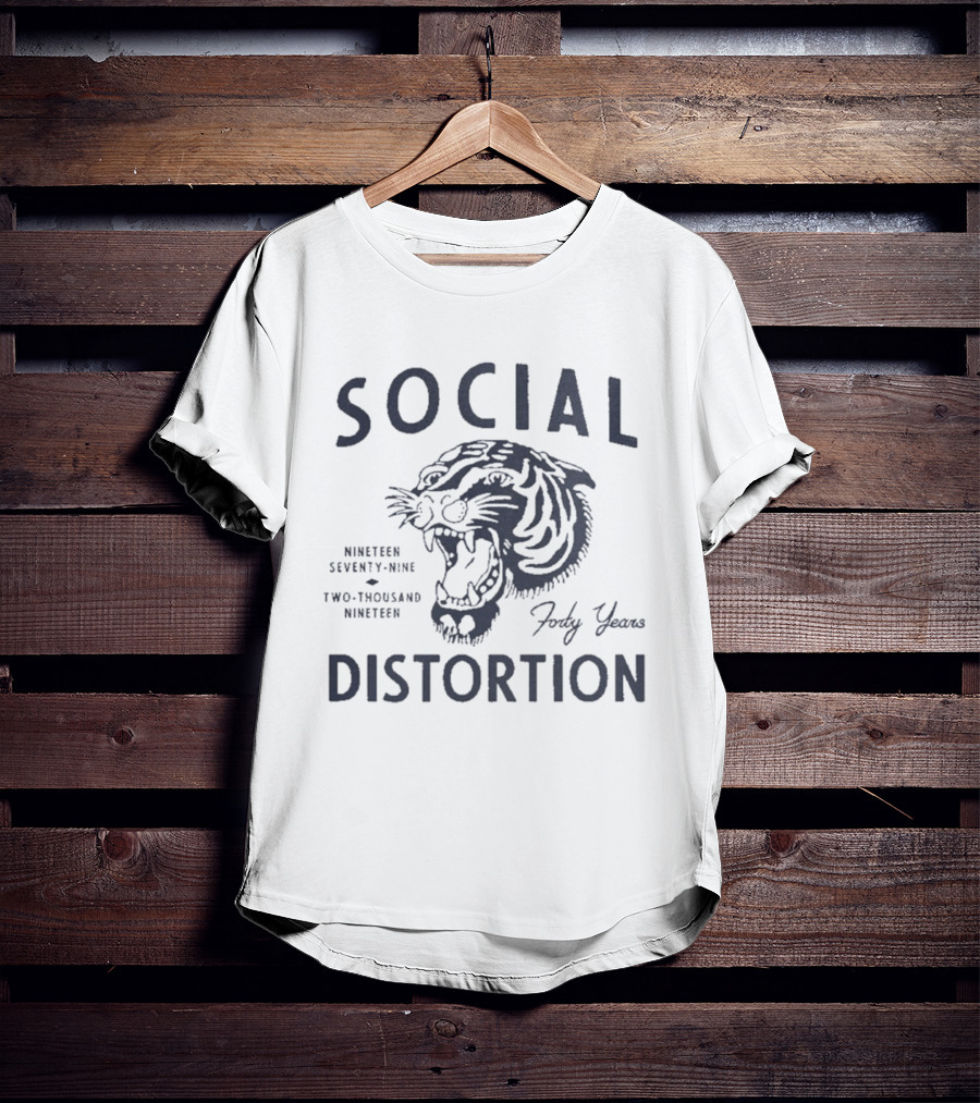 Social Distortion Forty Years Nineteen Seventy Nine Two Thousand Nineteen Tiger Head T-Shirt
