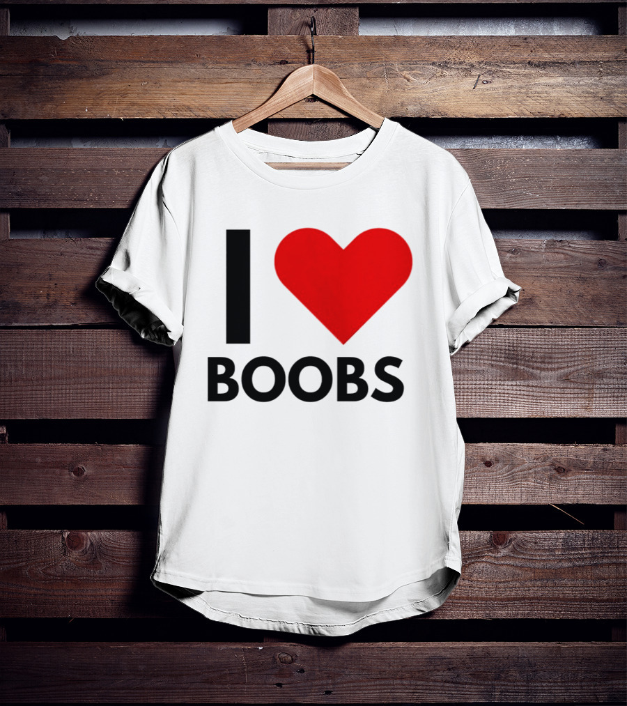 I Love Boobs Heart Symbol Humor T-Shirt