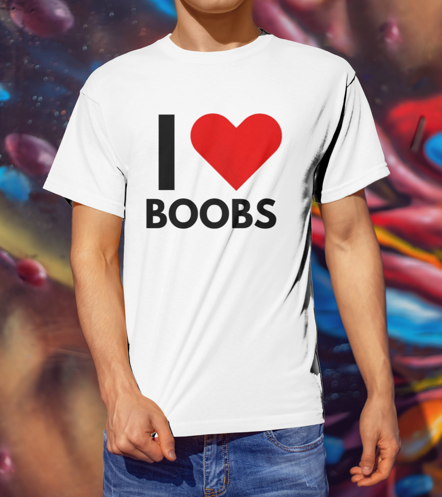 I Love Boobs Heart Symbol Humor T-Shirt
