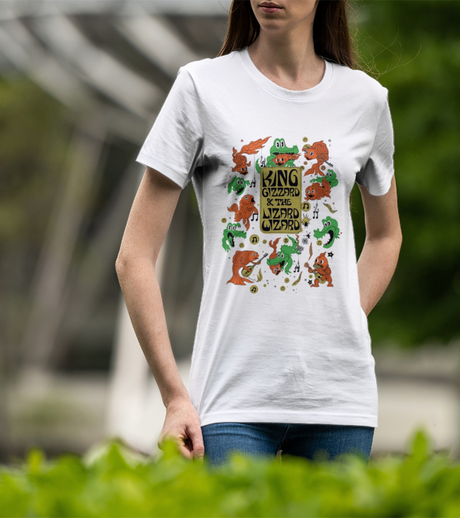 King Gizzard And The Lizard Wizard Fish Graphics With Musical Notes T-Shirt