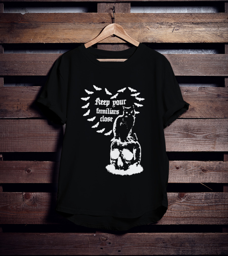 Keep Your Familiars Close Owl Skull And Bats T-Shirt