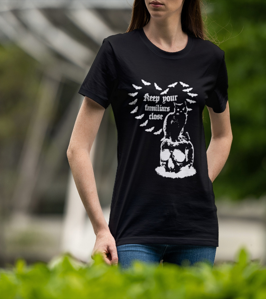Keep Your Familiars Close Owl Skull And Bats T-Shirt