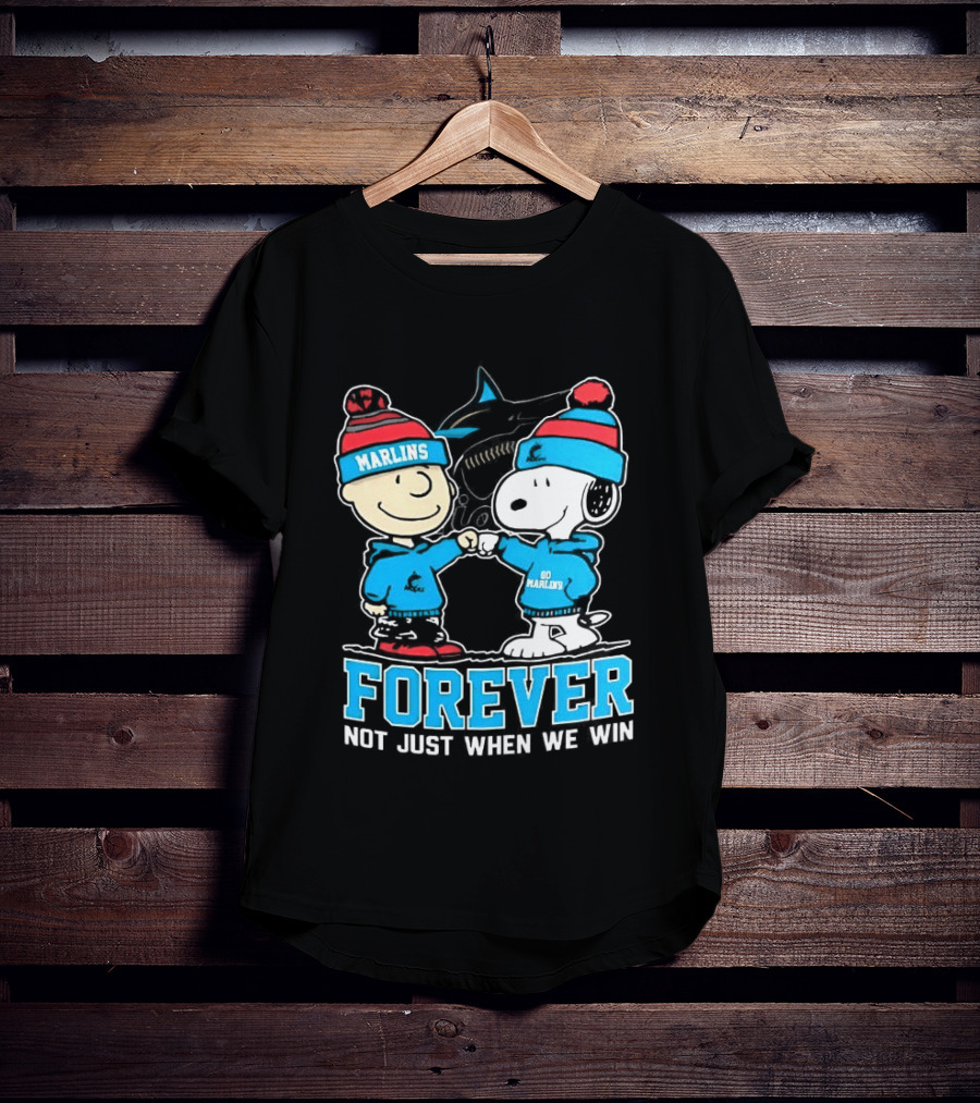 Charlie Brown Snoopy Miami Marlins Fist Bump Forever Not Just When We Win 2025 T-Shirt