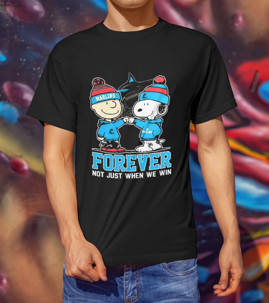 Charlie Brown Snoopy Miami Marlins Fist Bump Forever Not Just When We Win 2025 T-Shirt