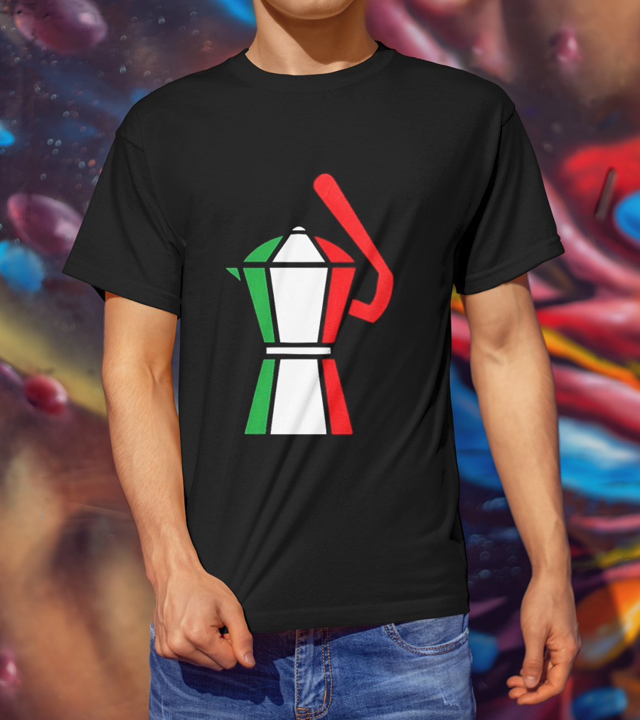 Italy Coffee Pot Italian Flag Colors White T-Shirt