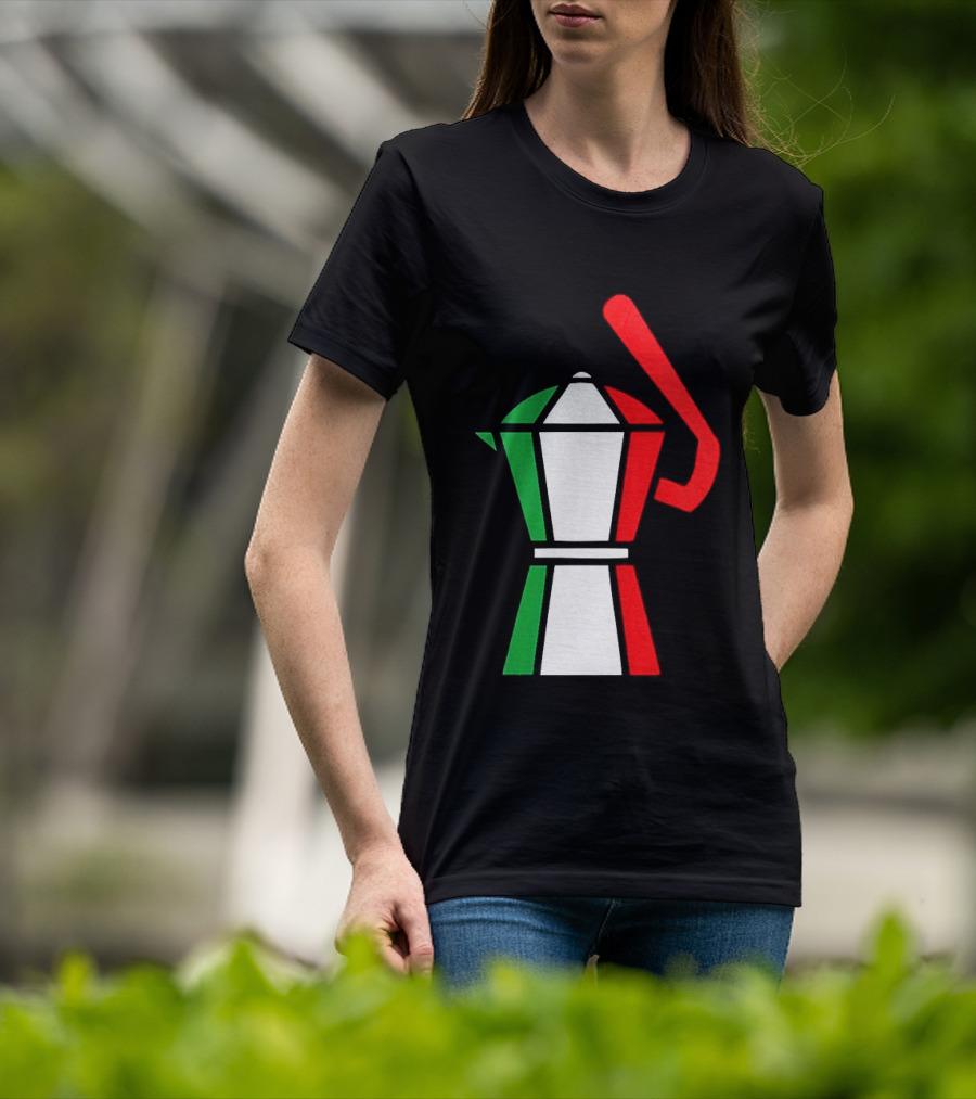 Italy Coffee Pot Italian Flag Colors White T-Shirt