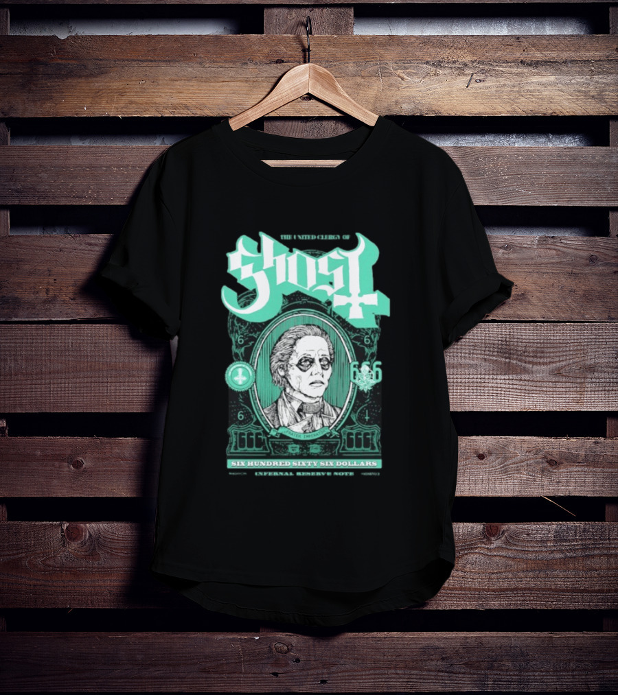 Ghost Six Hundred Sixty Six Dollars Papa Emeritus Spirit Bank Note T-Shirt