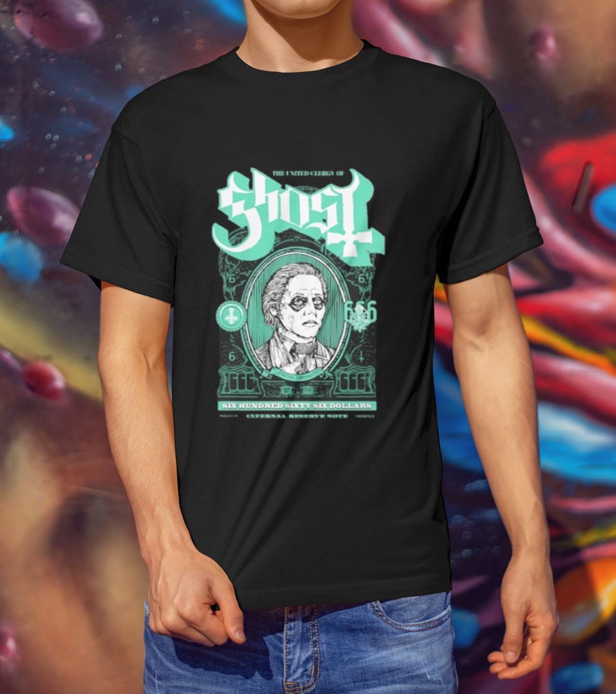 Ghost Six Hundred Sixty Six Dollars Papa Emeritus Spirit Bank Note T-Shirt