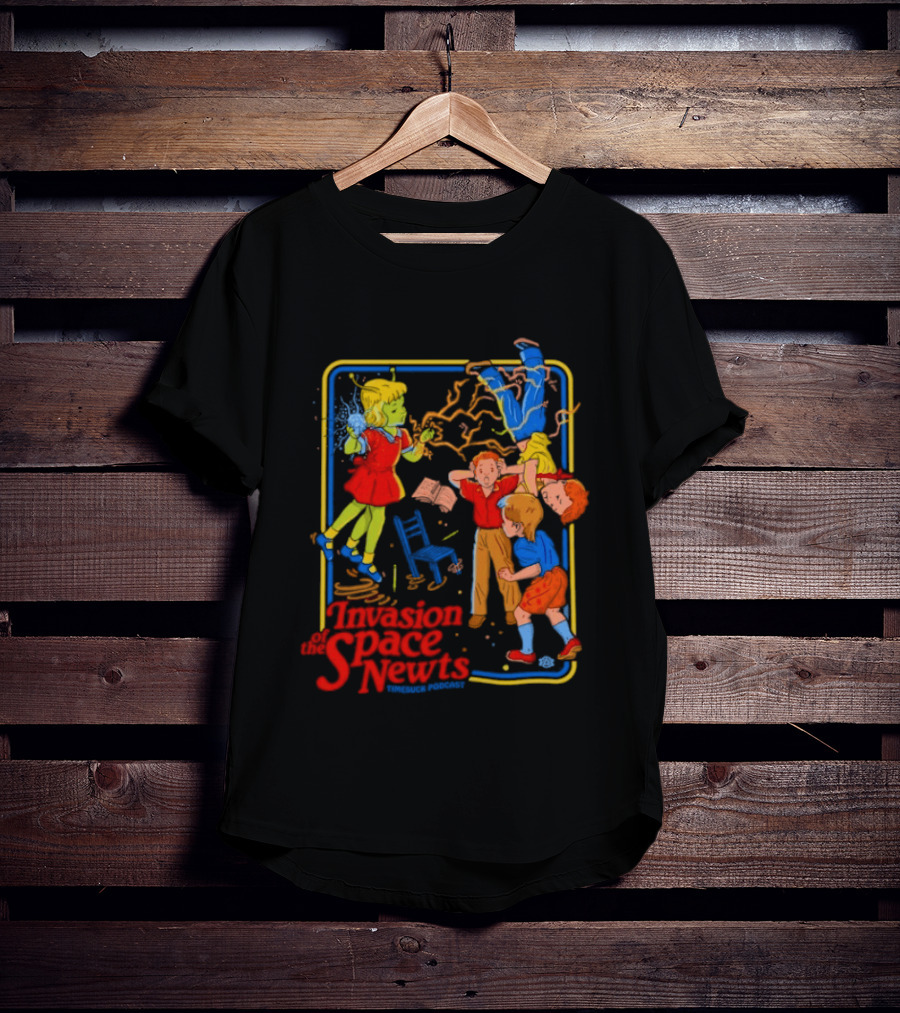 Invasion Of The Space Newts Retro Sci Fi Kids Adventure T-Shirt
