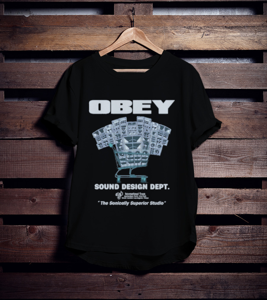 Obey Sound Waves Department Music Shopping Cart Revolution T-Shirt