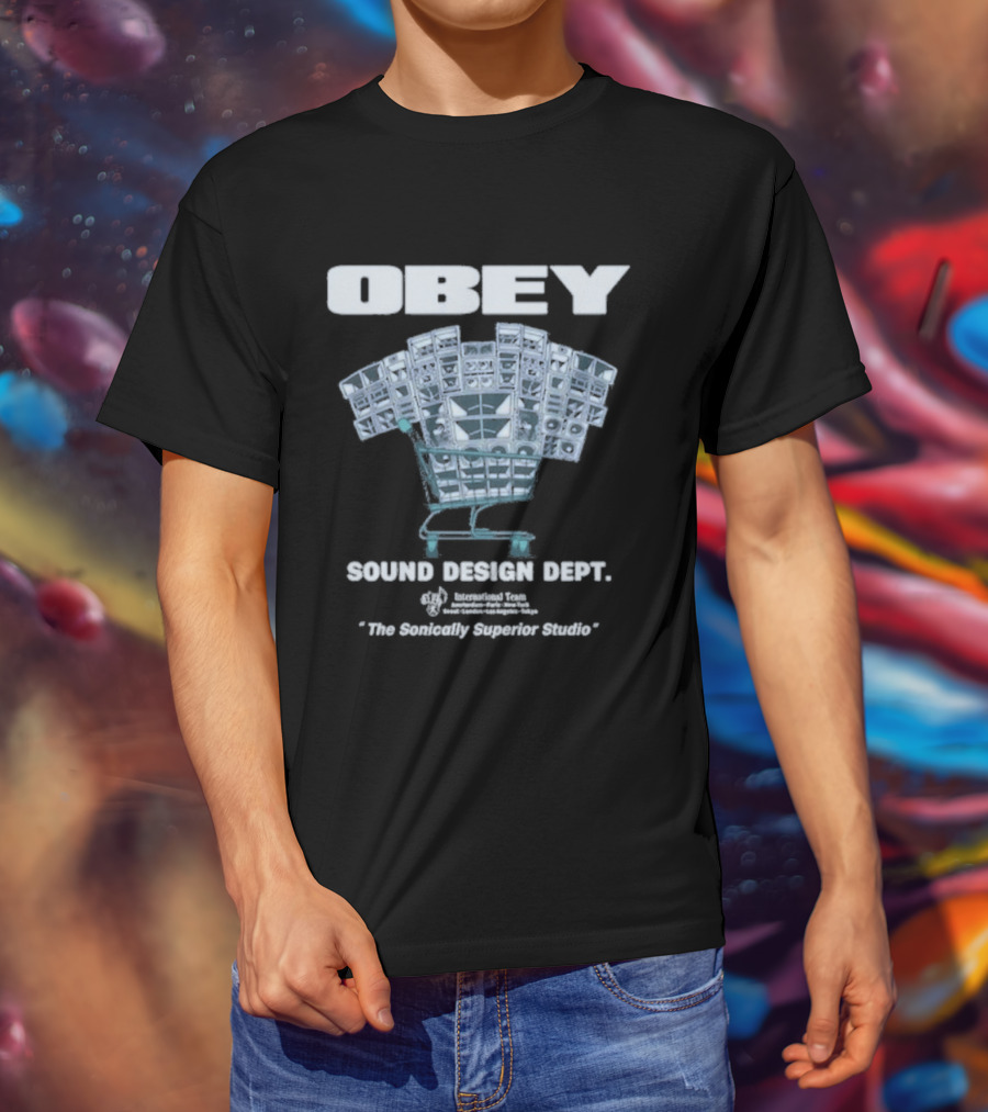 Obey Sound Waves Department Music Shopping Cart Revolution T-Shirt