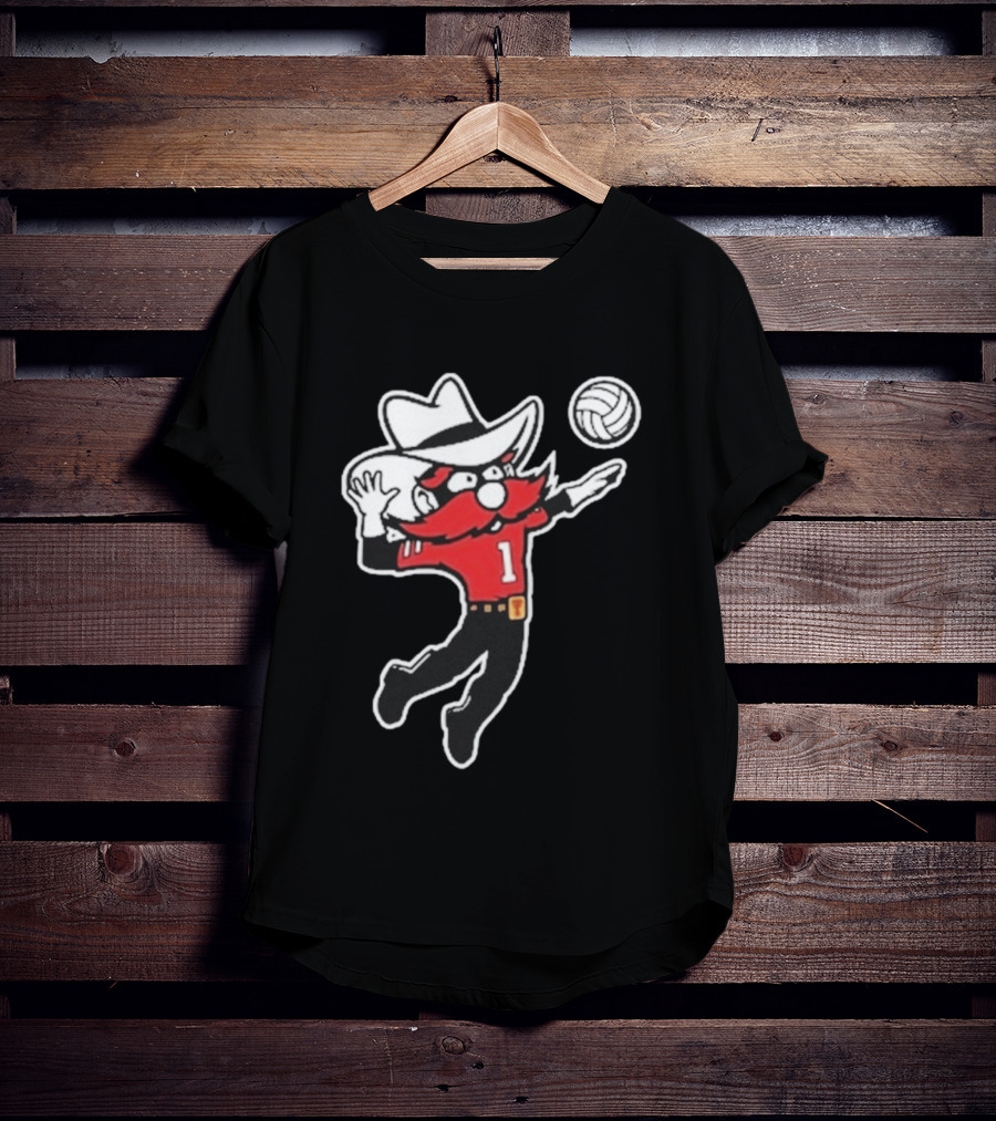 Raider Red Playing Volleyball Action T-Shirt