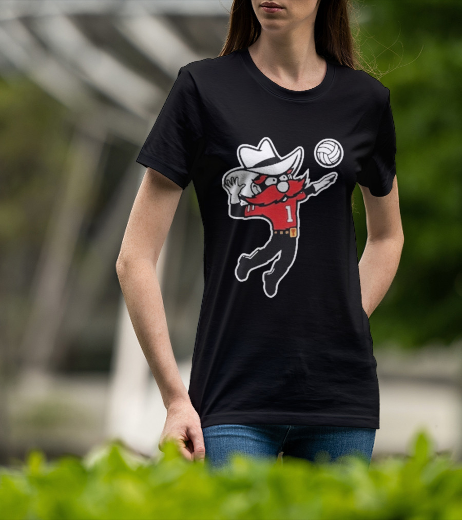 Raider Red Playing Volleyball Action T-Shirt