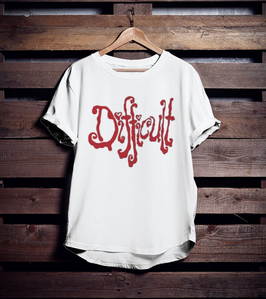 Lonely Club Difficult Red Heart Lettering T-Shirt