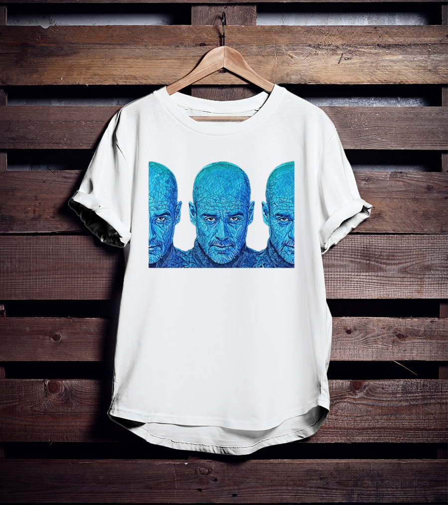 Manchester City FC Pep Guardiola Mosaic Style Blue T-Shirt