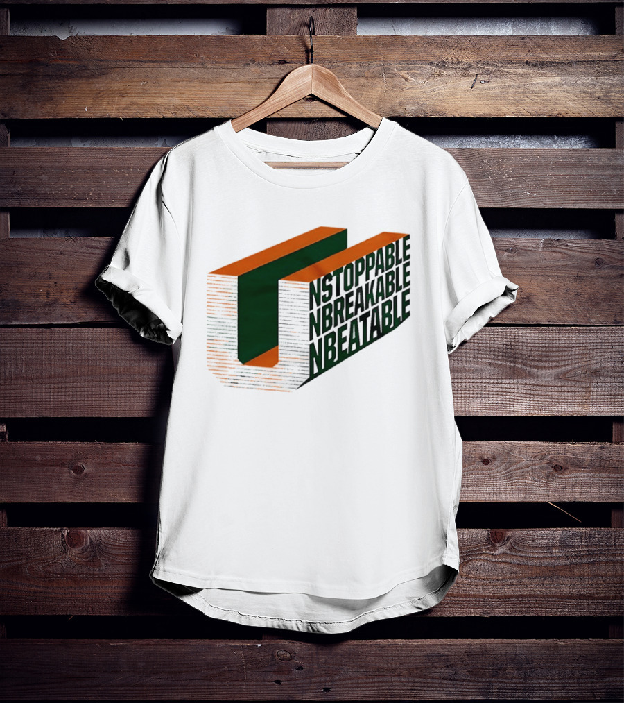 Unstoppable Unbreakable Unbeatable Bold 3D Text Optical Illusion T-Shirt