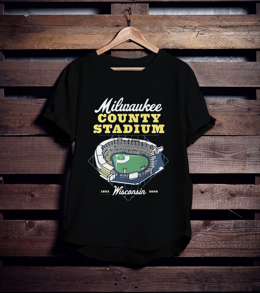Milwaukee County Stadium Wisconsin 1953 2000 Baseball Memories T-Shirt