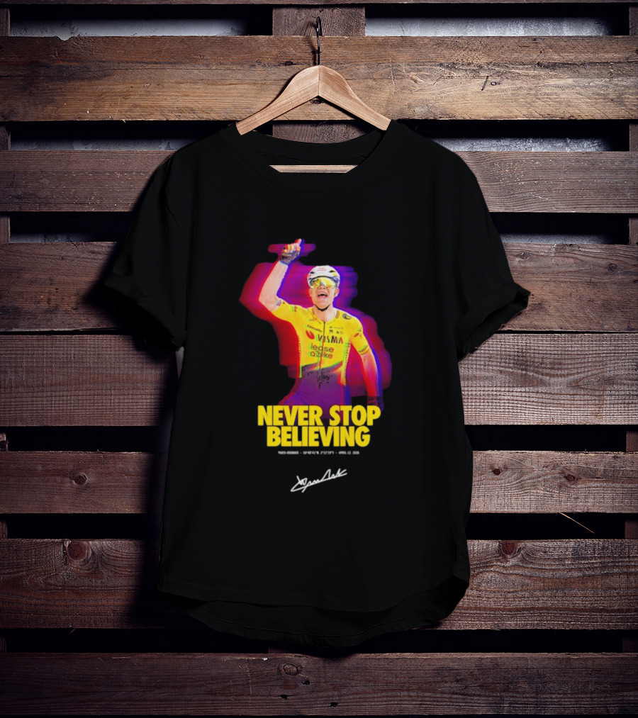 Never Stop Believing Jumbo Visma Leese Quake Signature T-Shirt