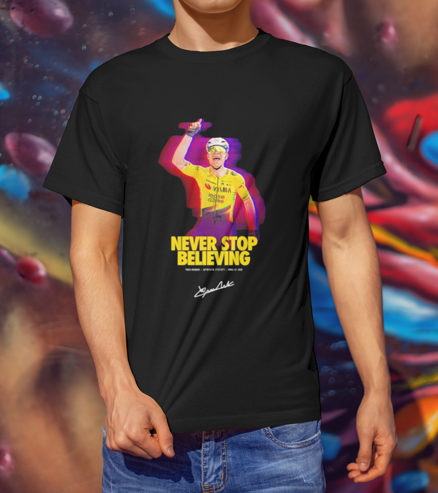 Never Stop Believing Jumbo Visma Leese Quake Signature T-Shirt