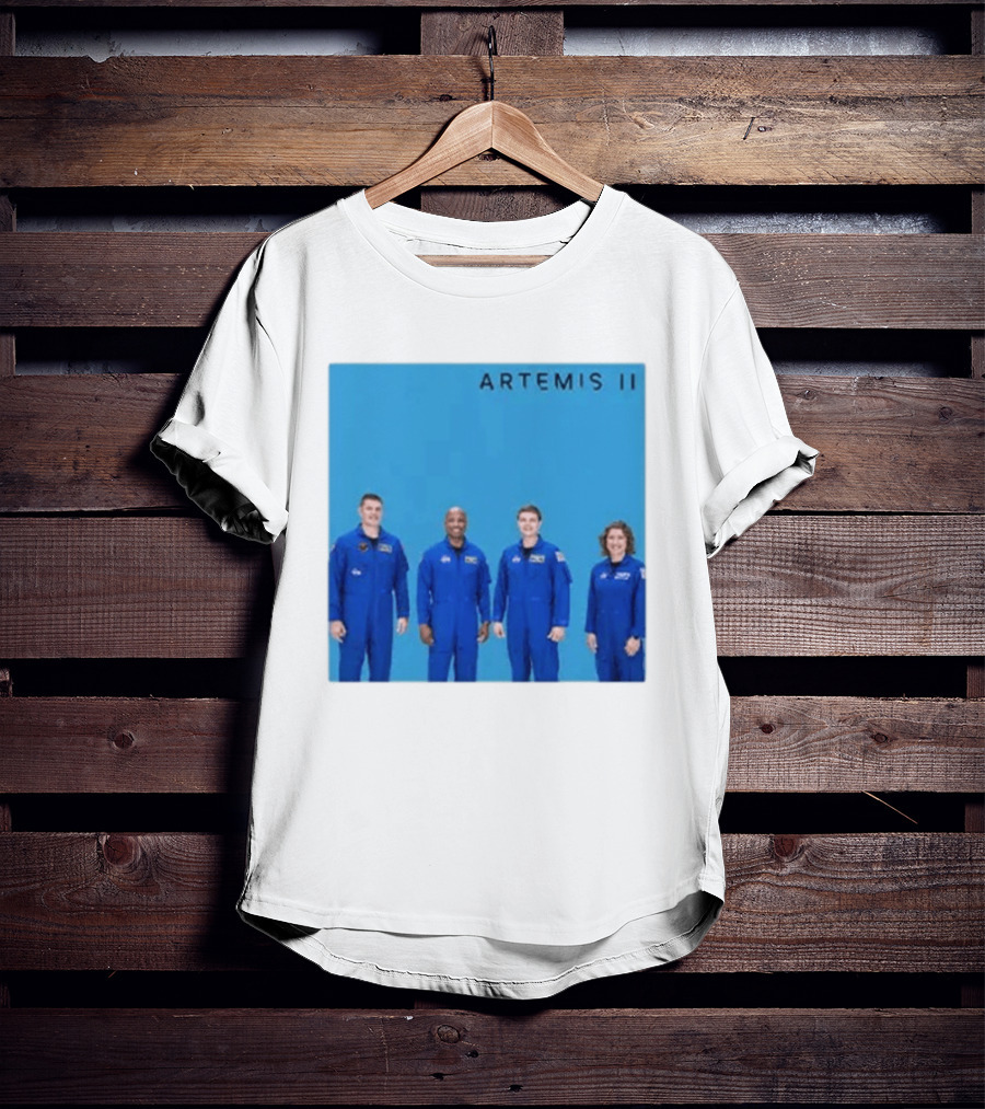 NASA Artemis II Crew Astronauts In Blue Flight Suits Mission Patch T-Shirt