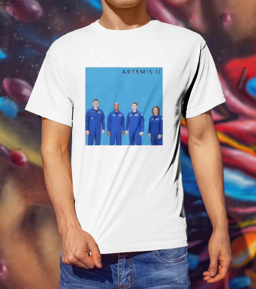 NASA Artemis II Crew Astronauts In Blue Flight Suits Mission Patch T-Shirt
